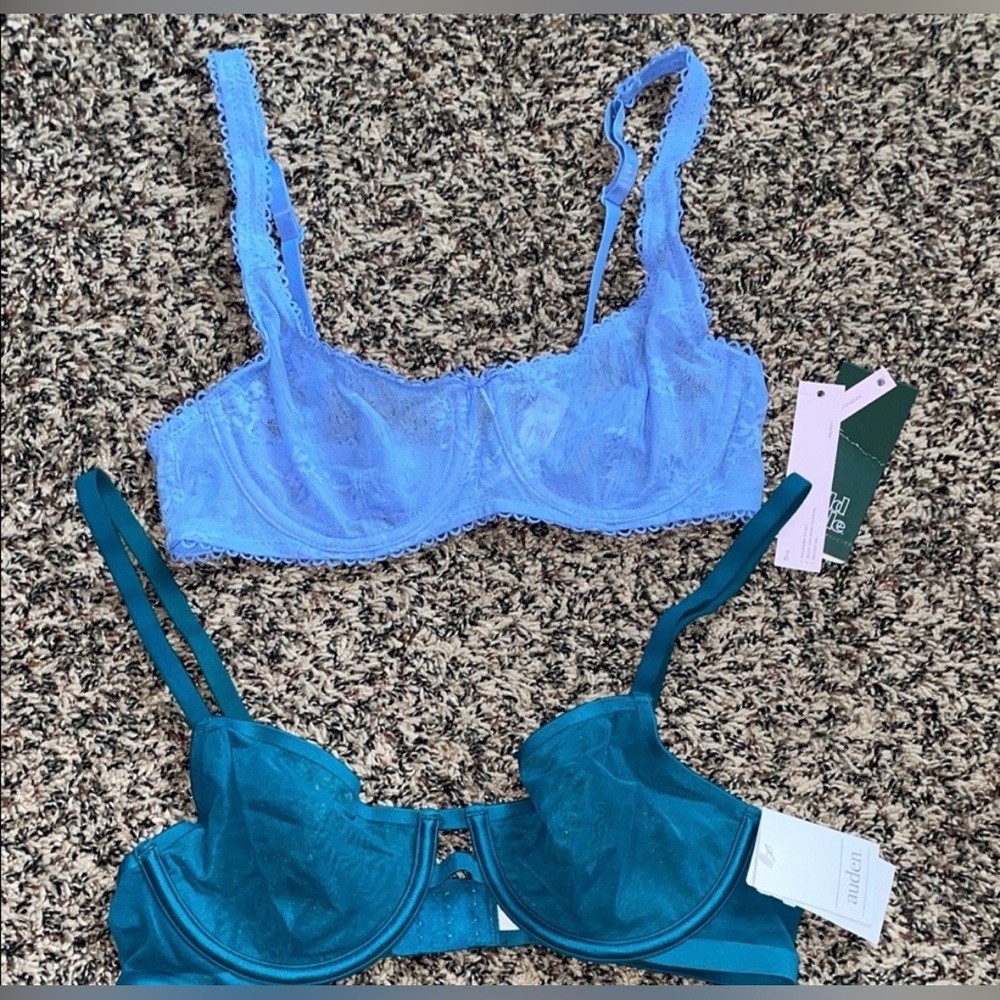 Sheer Blue and Teal Lace Unlined Underwire Bras Size 34A Bundle Of 2 | NWT